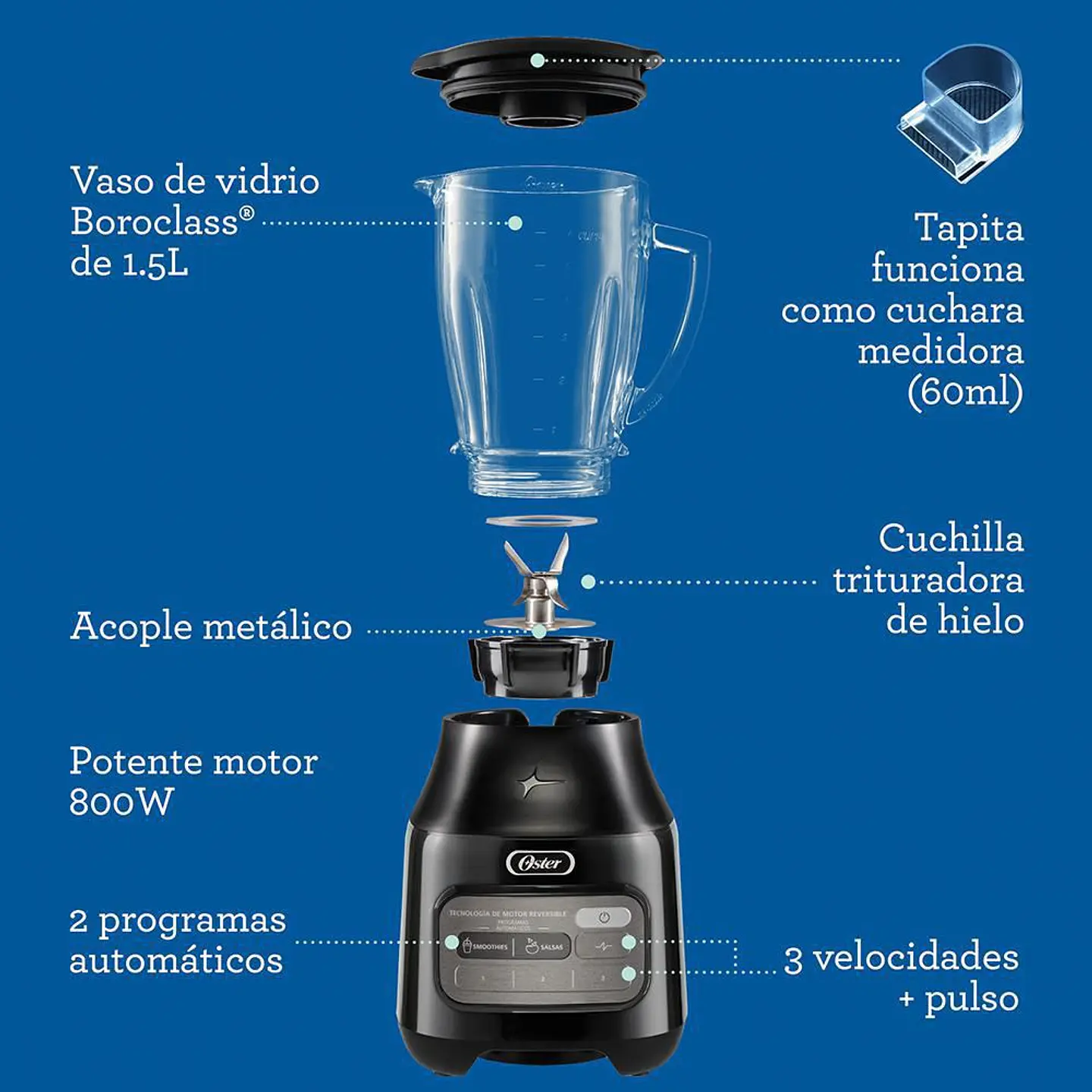 Licuadora Motor Reversible OSTER 2174285 3