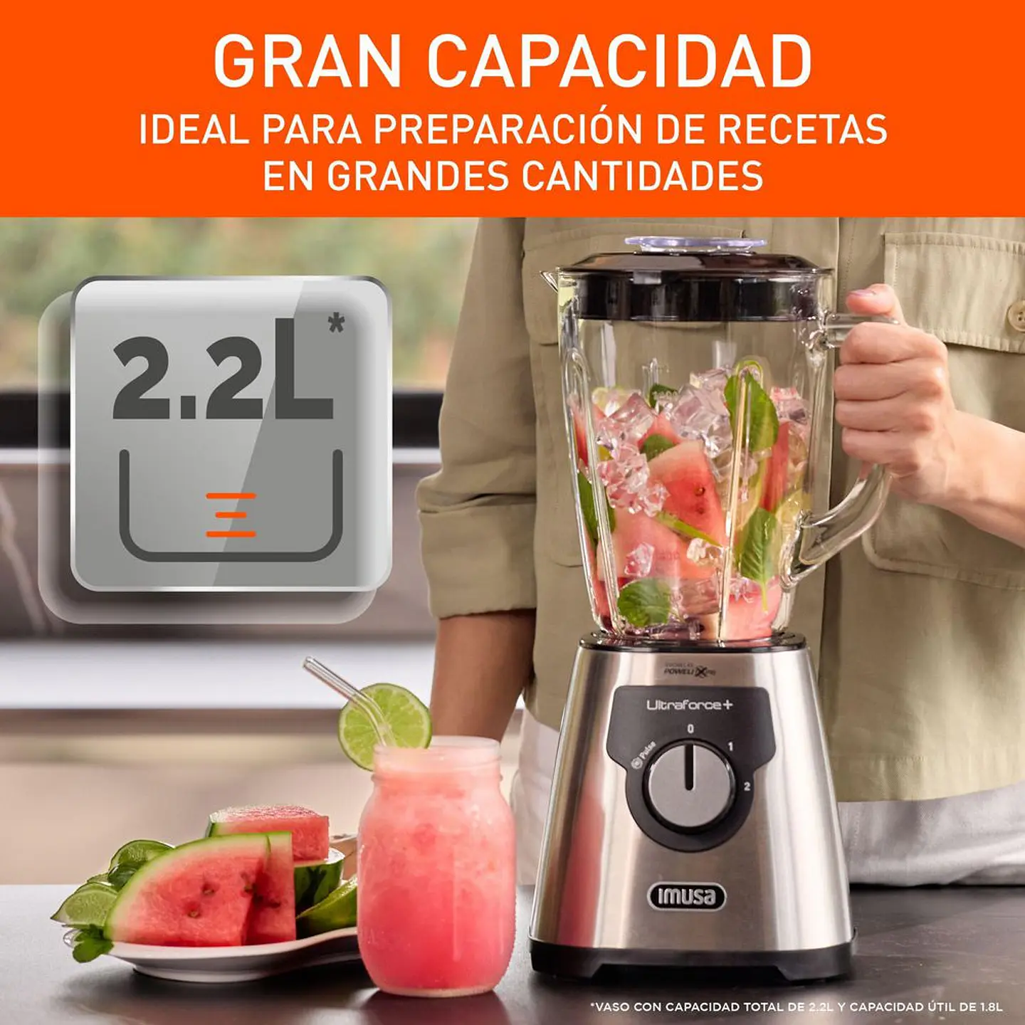 licuadora IMUSA Ultraforce + 2 Velocidades 1000 W Acero LI342DI0 3