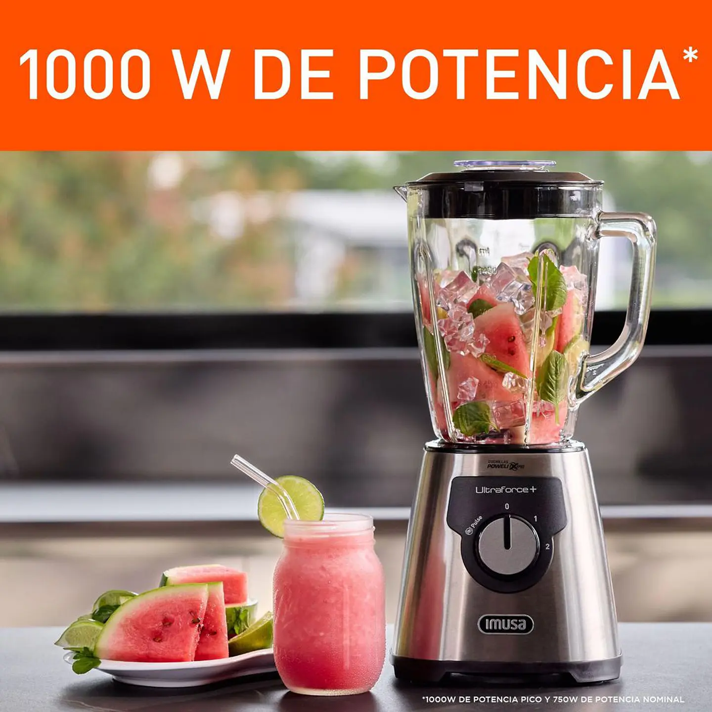 licuadora IMUSA Ultraforce + 2 Velocidades 1000 W Acero LI342DI0 4