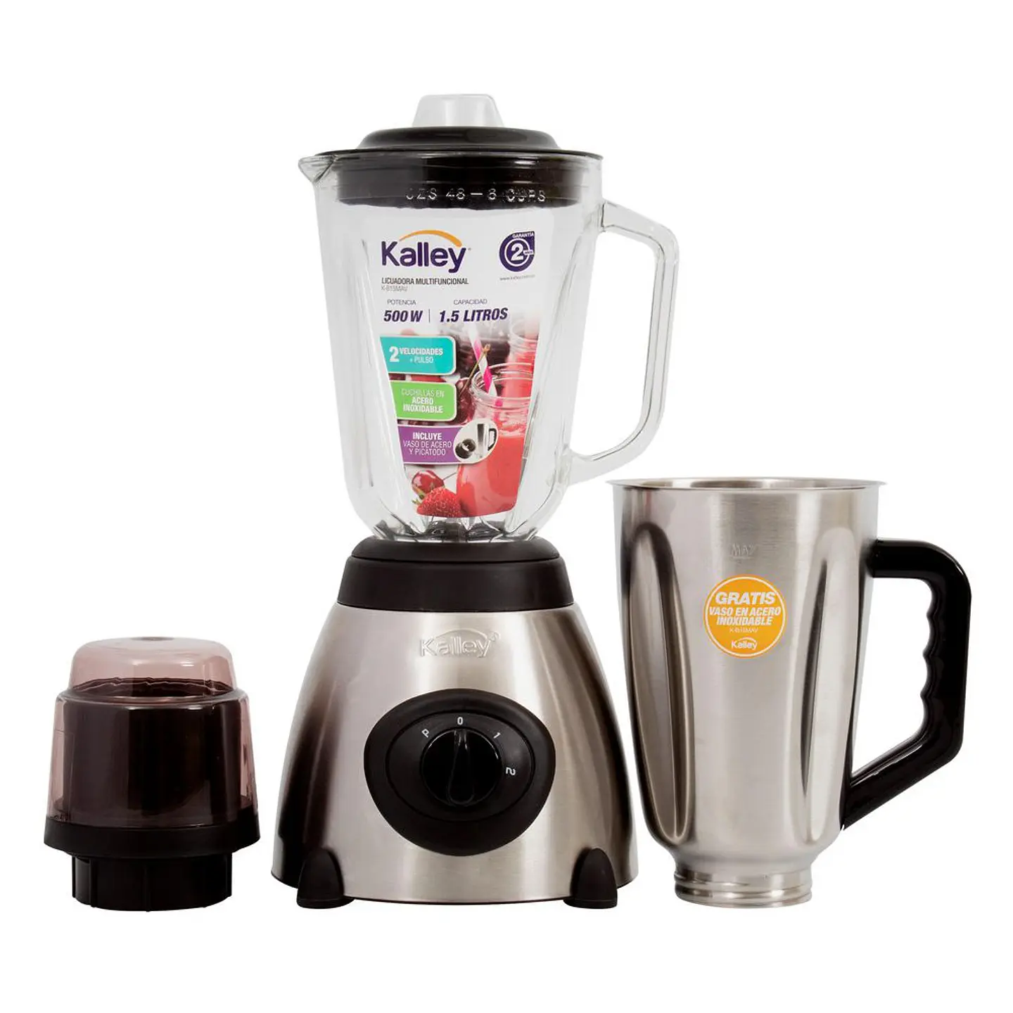LICUADORA CON VASO DE VIDRIO + KALLEY KB15MAV 3