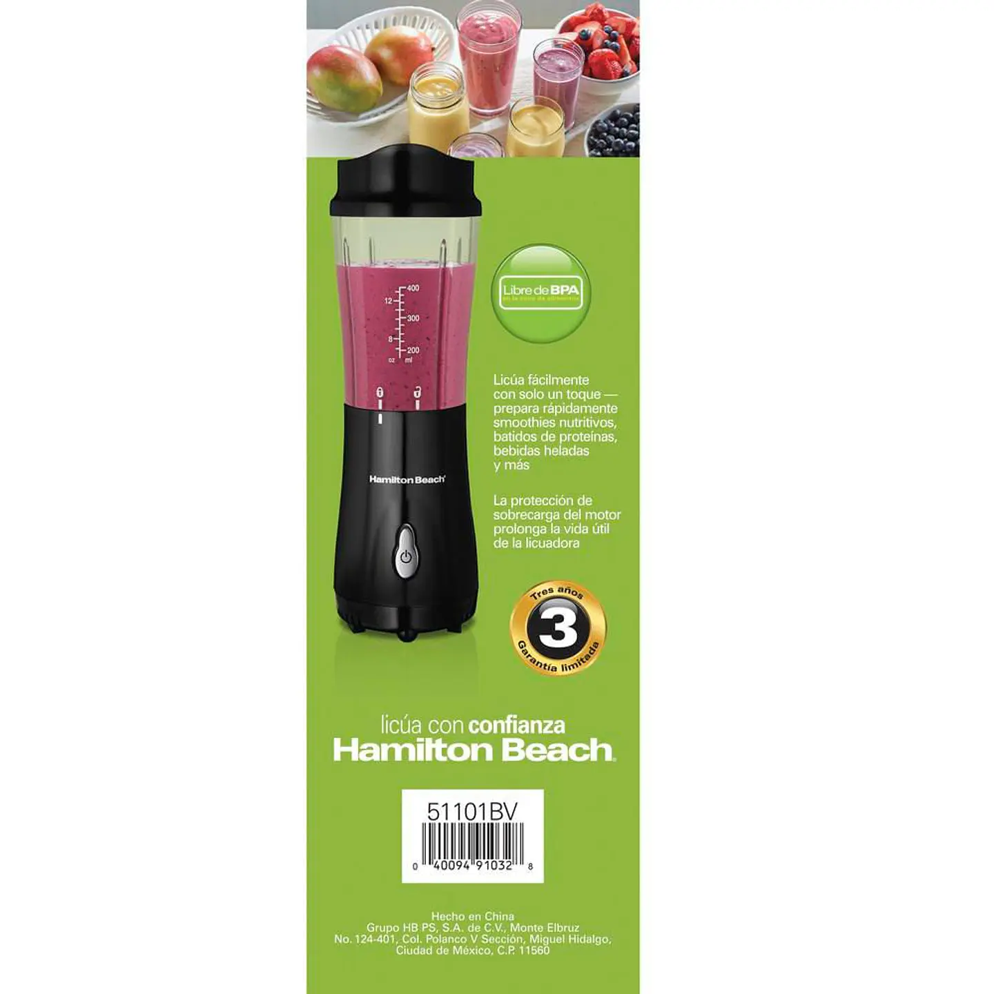 Licuadora HAMILTON BEACH N/A 600 watts W 51101BV1 6