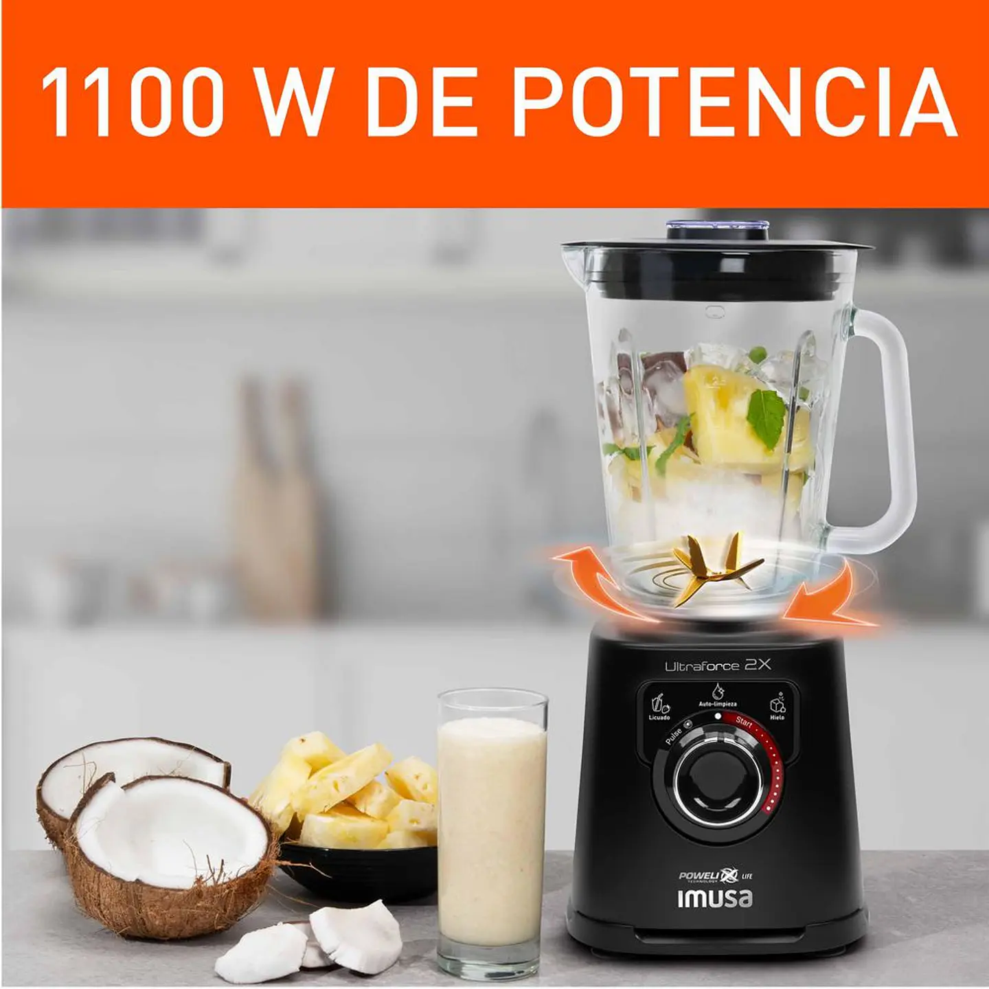 Licuadora IMUSA Ultraforce 2X No aplica 1100 W Negra LM87C856 3