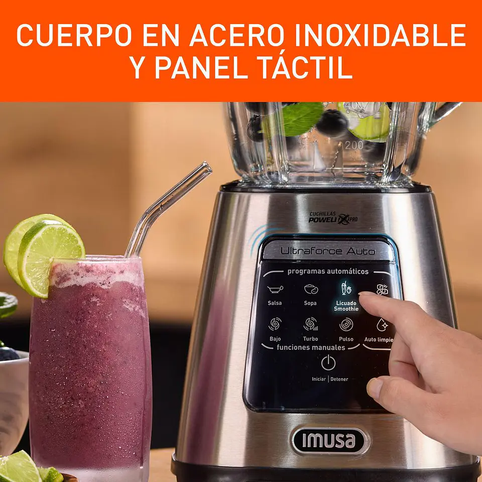 licuadora IMUSA Ultraforce Auto TURBO, BAJO 1100 W Acero LM38PDI0 4