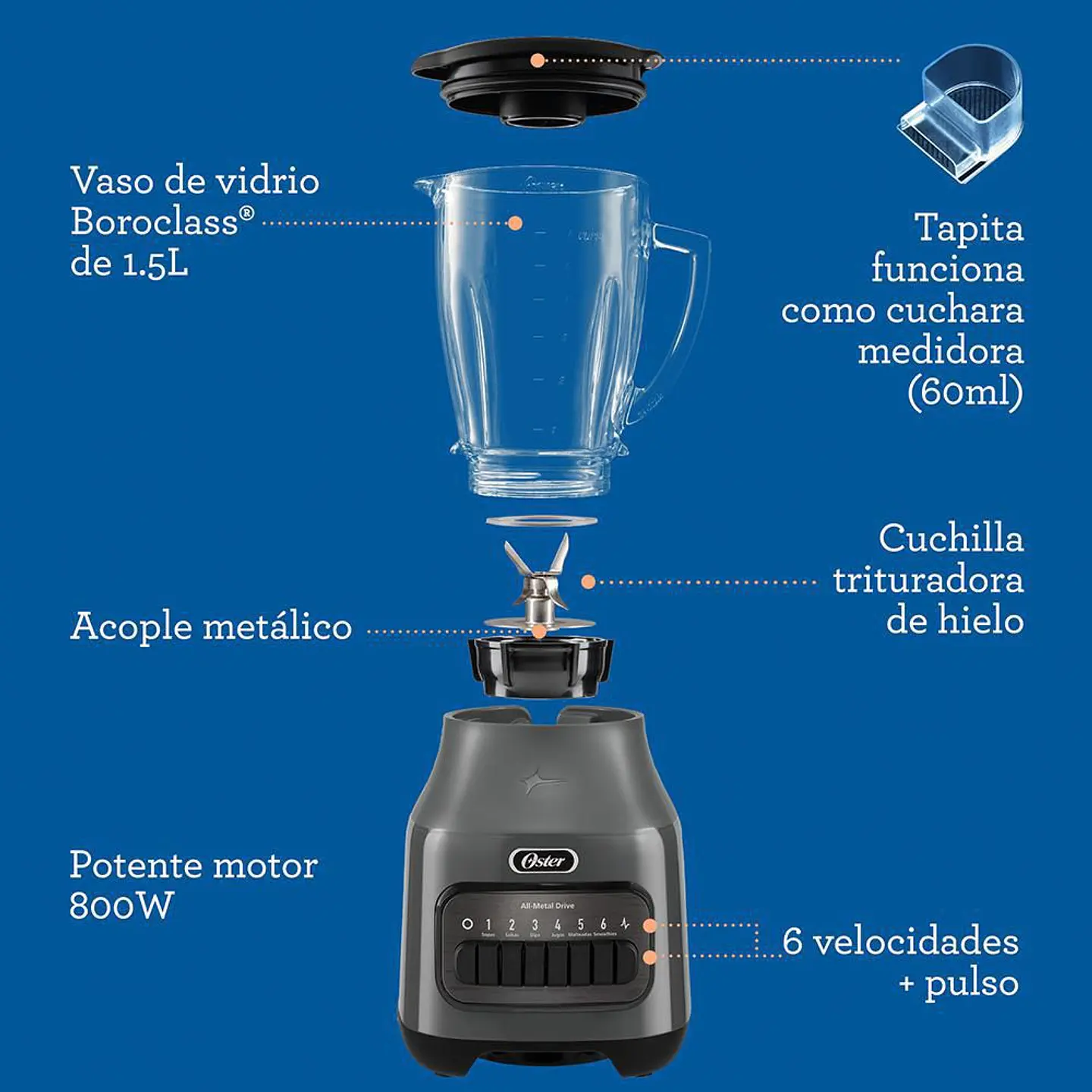 Licuadora Teclas 6 Velocidades OSTER 2174272 4