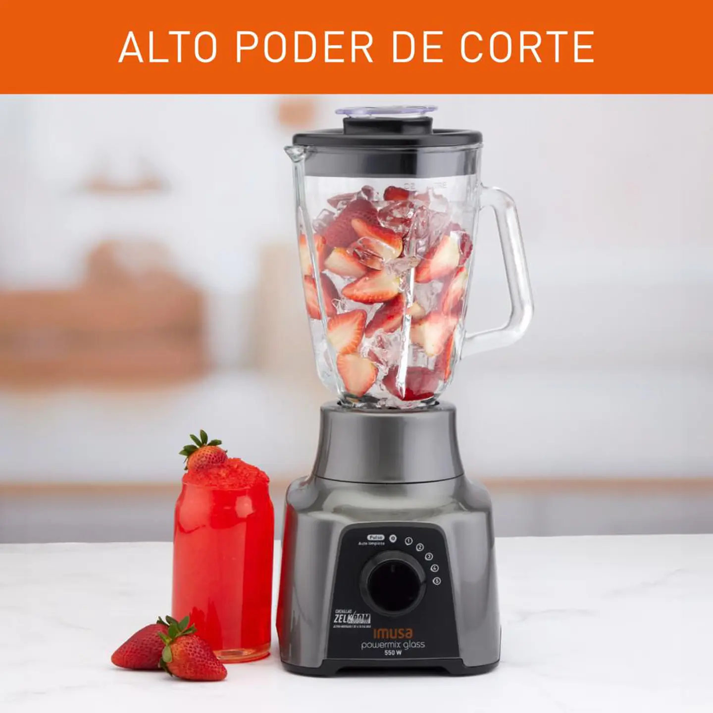 Licuadora IMUSA Powermix glass 5 Velocidades 550 W Gris LM283A56 3