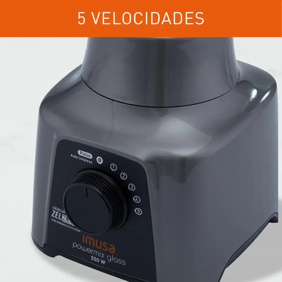 Licuadora IMUSA Powermix glass 5 Velocidades 550 W Gris LM283A56 4