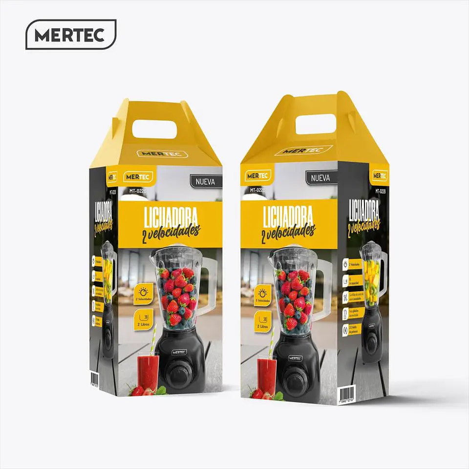 Licuadora 2 Litros Mertec Vaso Plástico 250W Mt 022B Negra 5