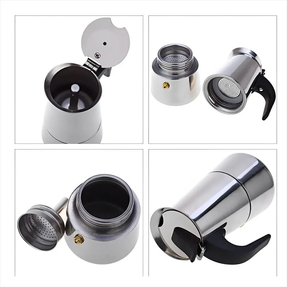 Cafetera Espresso Maker 9 Tazas Manual Acero Italiana 3