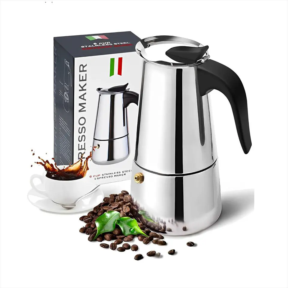 Cafetera Espresso Maker 9 Tazas Manual Acero Italiana 1
