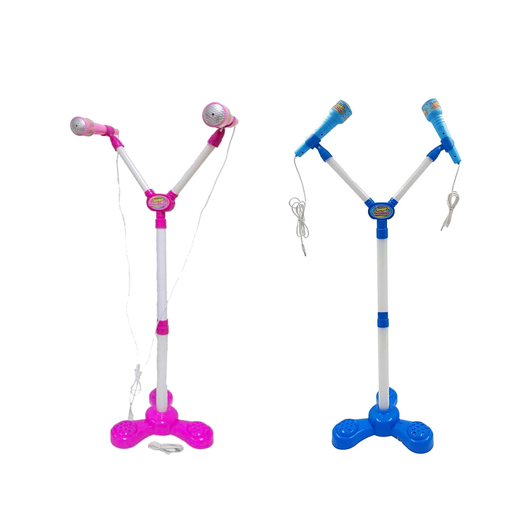 Micrófono Doble Karaoke con luces Pedestal Niños Mp3. 2