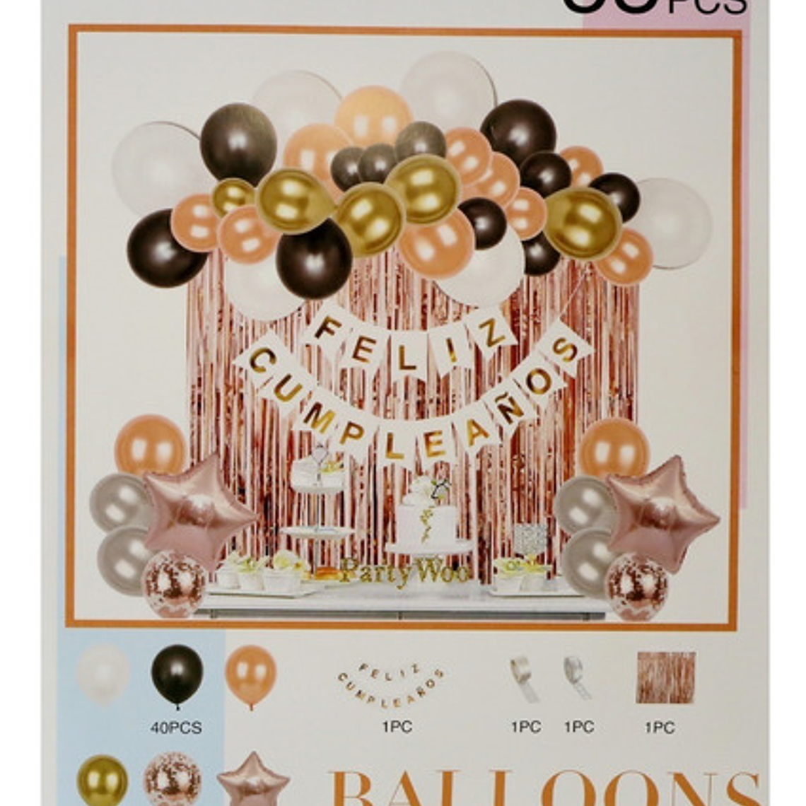 Pack Globos Cortina Decoración Cumpleaños Fiestas Cotillon 2