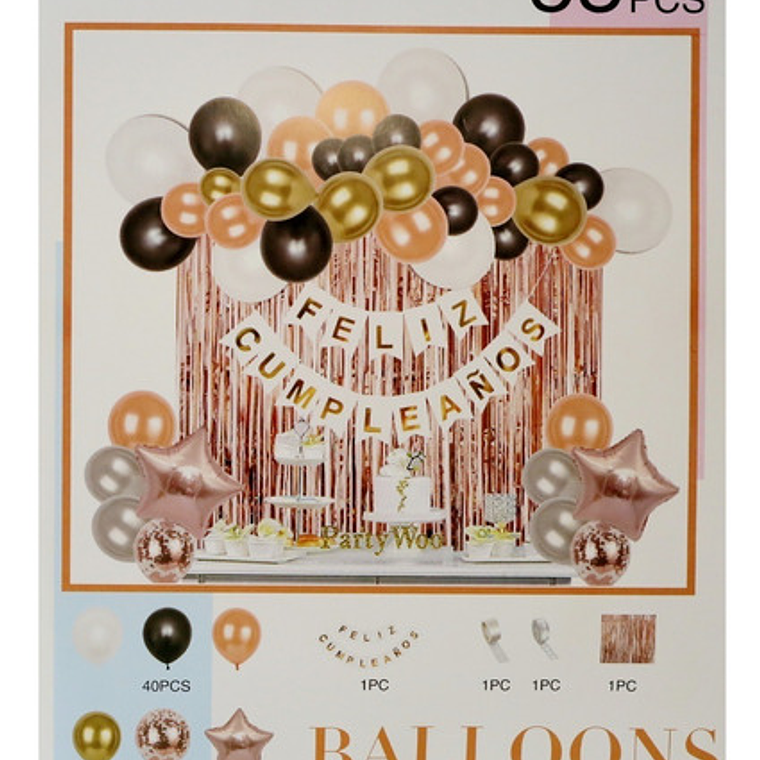 Pack Globos Cortina Decoración Cumpleaños Fiestas Cotillon 2