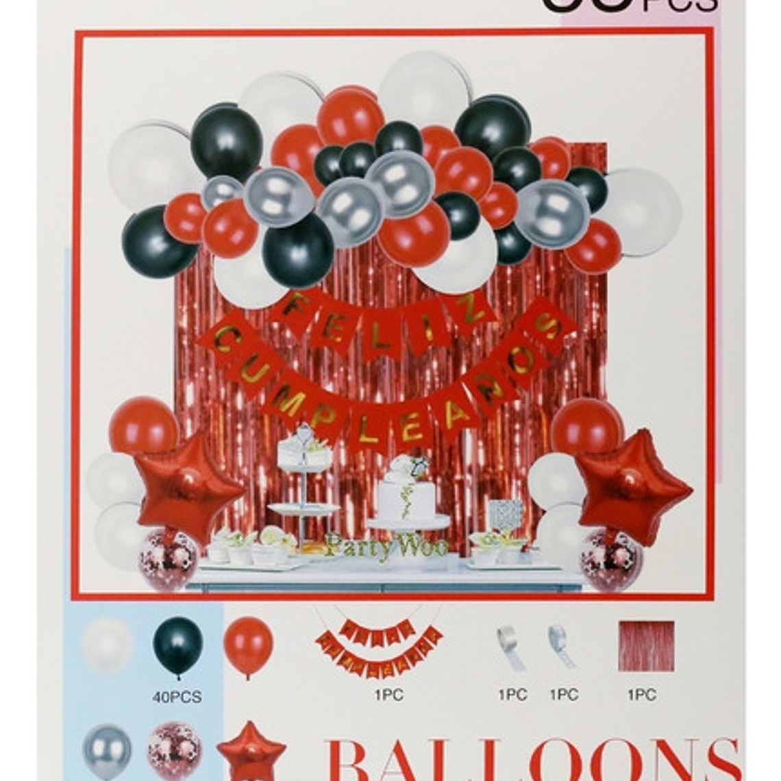 Pack Globos Cortina Decoración Cumpleaños Fiestas Cotillon 3