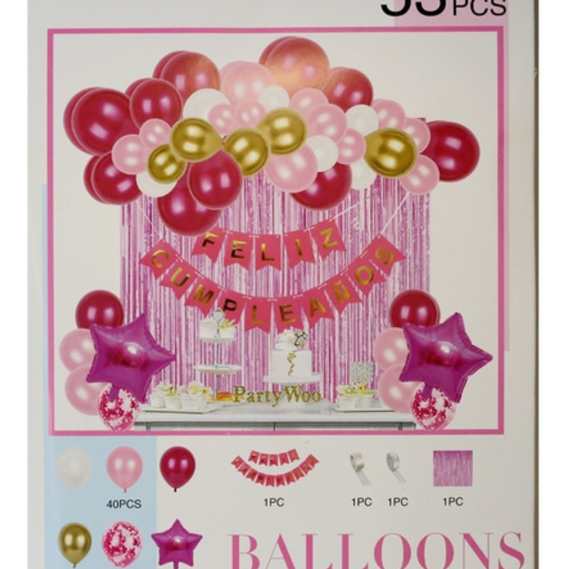 Pack Globos Cortina Decoración Cumpleaños Fiestas Cotillon 5