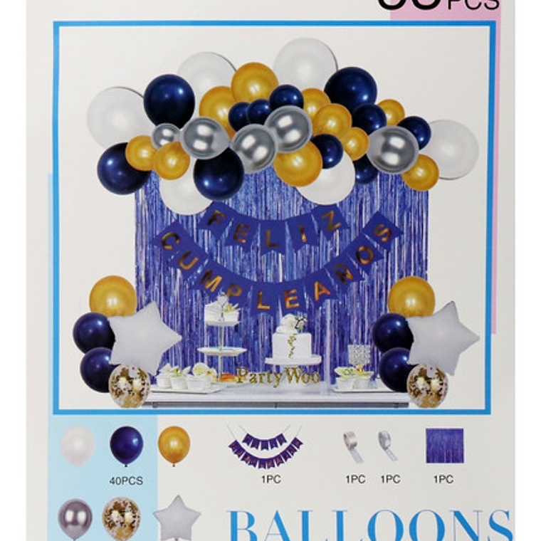 Pack Globos Cortina Decoración Cumpleaños Fiestas Cotillon 6