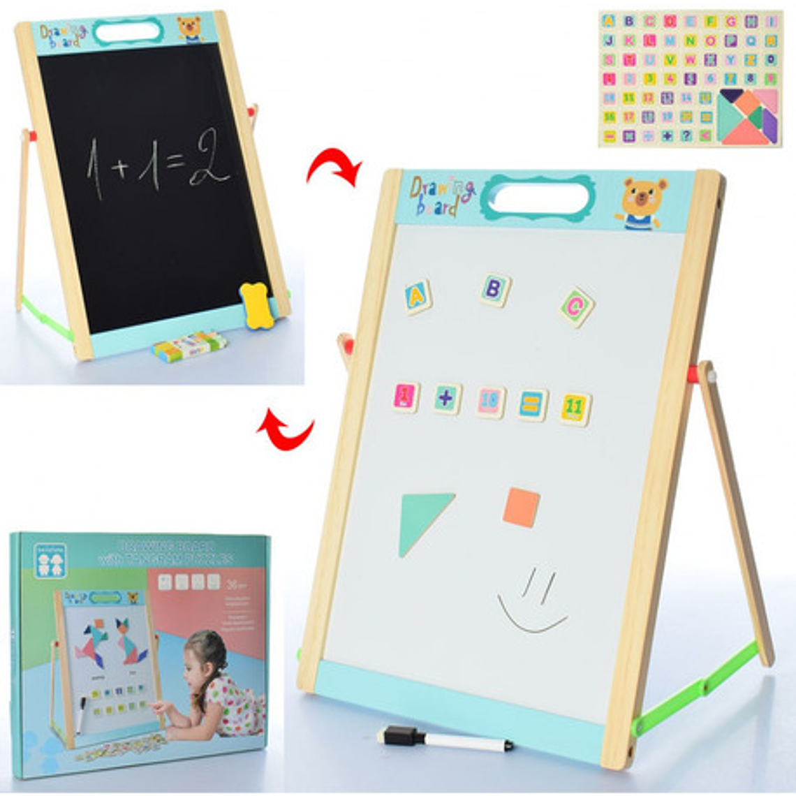 Pizarra tangrama Didáctica Doble Cara Magnética + Accesorios 1