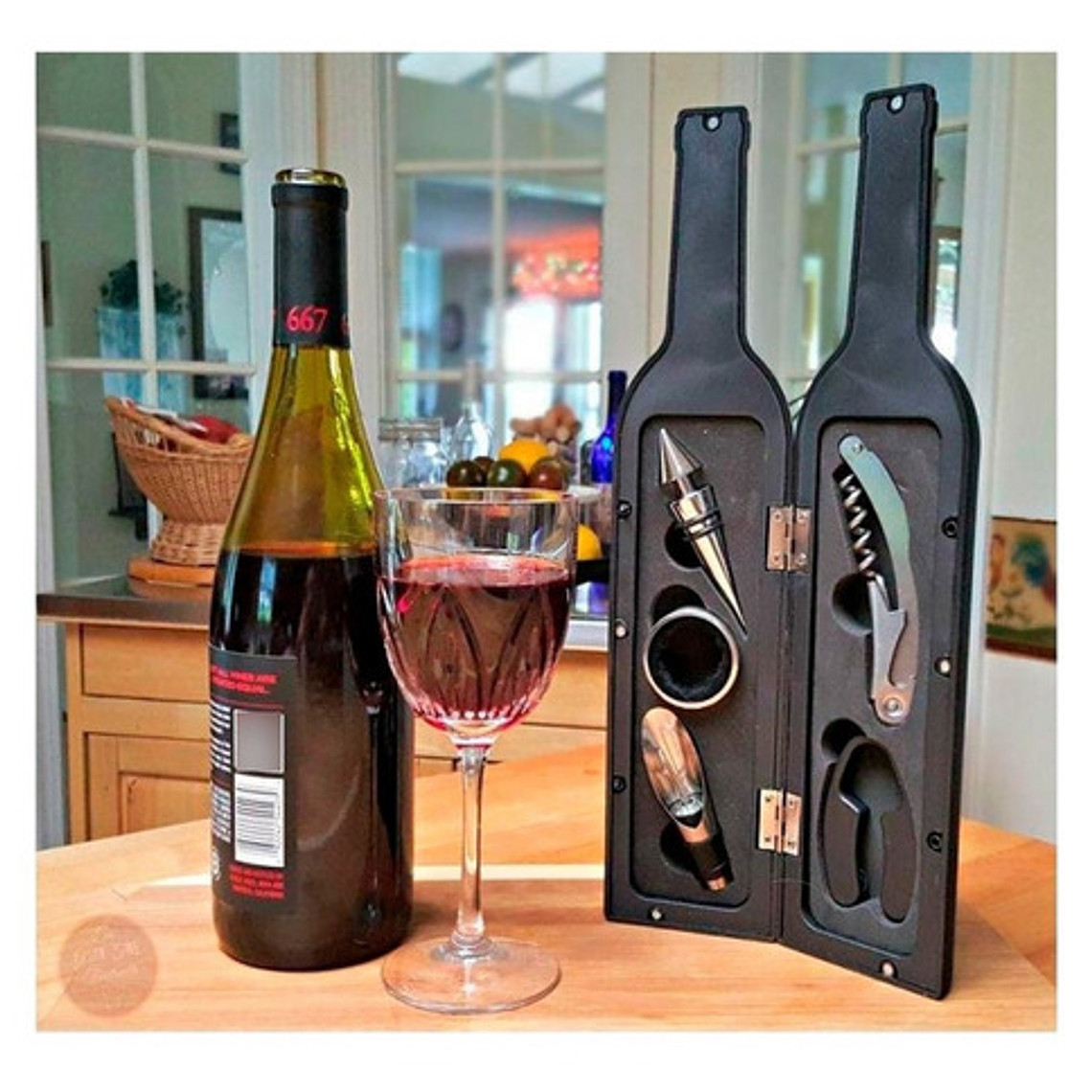 Set  Vino Descorchador Botella Accesorios Regalo 2