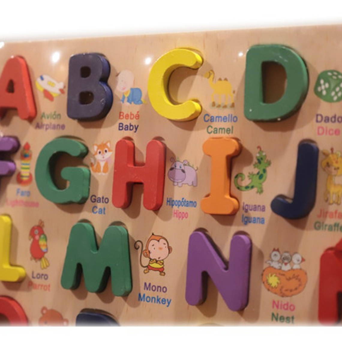 Set Abecedario Y Números.  Didácticos 30x30 Madera Encaje Niño  2