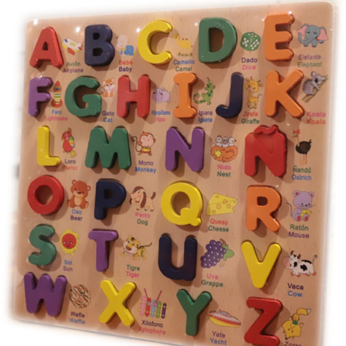 Set Abecedario Y Números.  Didácticos 30x30 Madera Encaje Niño  4