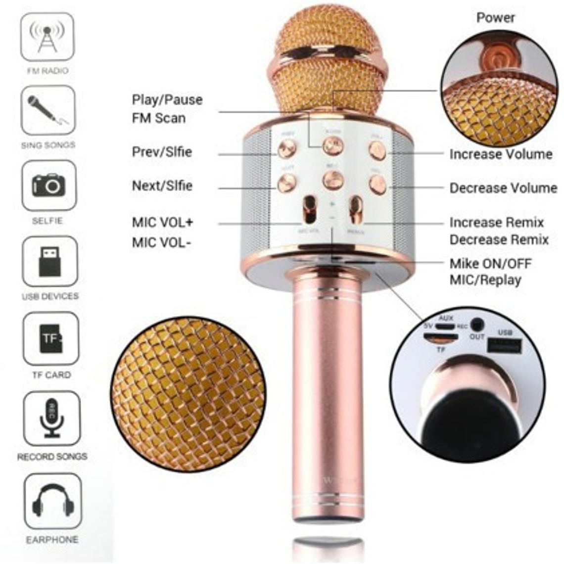 Microfono Karaoke Mini Parlante Portatil Usb Distorsión Voz 4