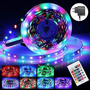 Cinta Tiras Luces Led 300 5mt. Multicolores Control Remoto 