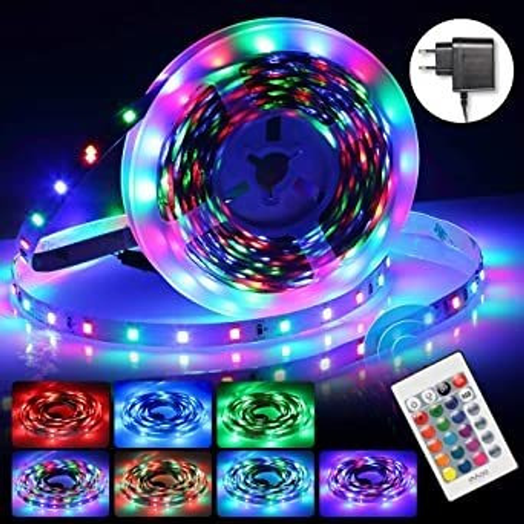 Cinta Tiras Luces Led 300 5mt. Multicolores Control Remoto  1