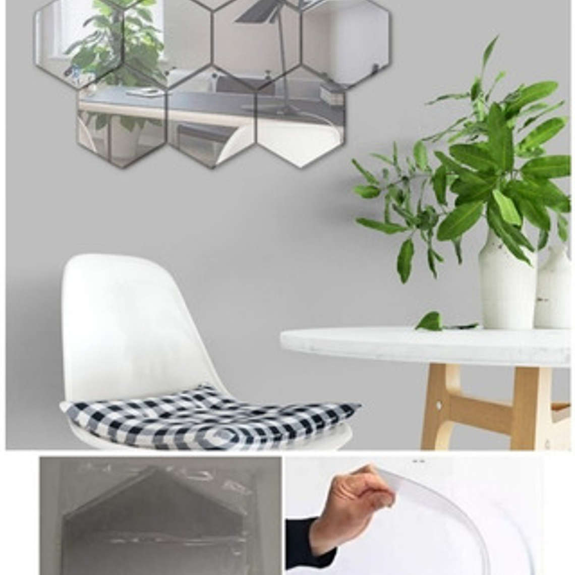 Espejo 3d Exagonal Vinilo Adhesivo Set Decoración Hogar X8 8