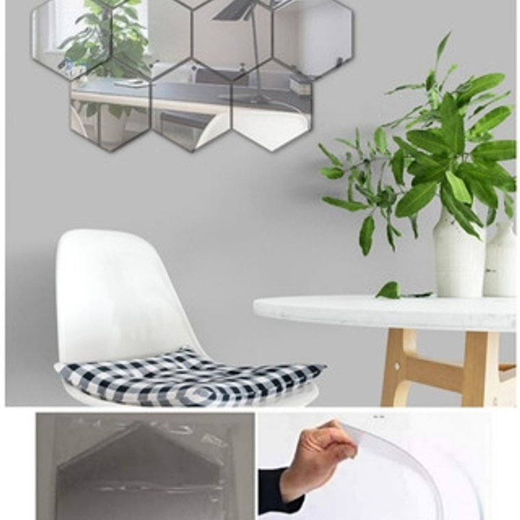 Espejo 3d Exagonal Vinilo Adhesivo Set Decoración Hogar X8 8