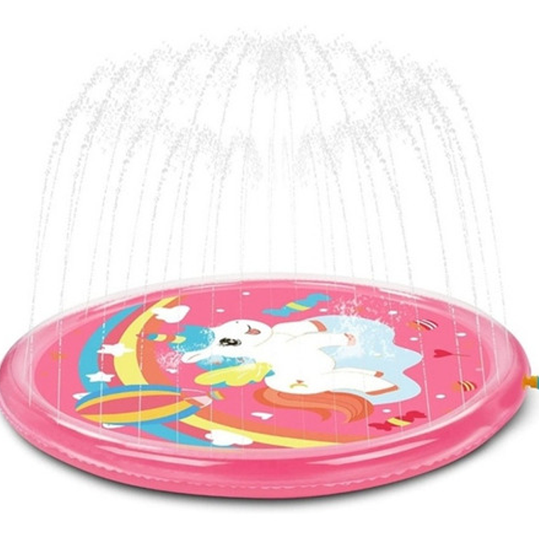 Alfombra Piscina Lanza Agua Xl Rociador Niños Rosa  1