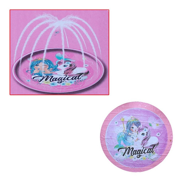 Alfombra Piscina Lanza Agua Xl Rociador Niños Rosa  2