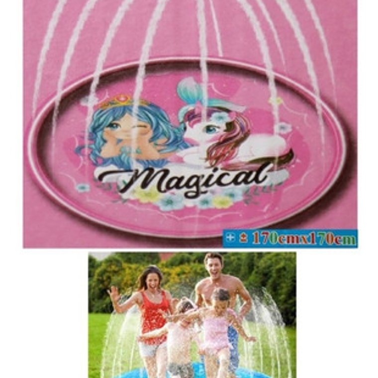 Alfombra Piscina Lanza Agua Xl Rociador Niños Rosa  6