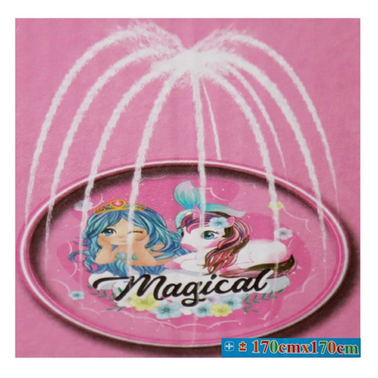 Alfombra Piscina Lanza Agua Xl Rociador Niños Rosa  7