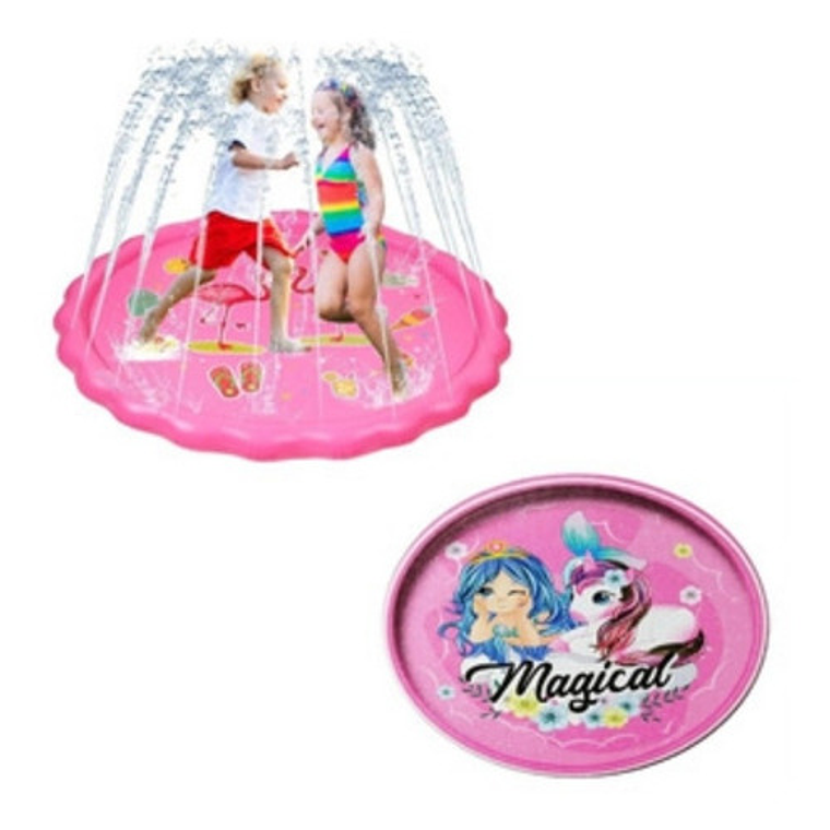 Alfombra Piscina Lanza Agua Xl Rociador Niños Rosa  8