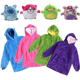 Polerón Peluche Capucha Niños Unisex Talla Estándar A