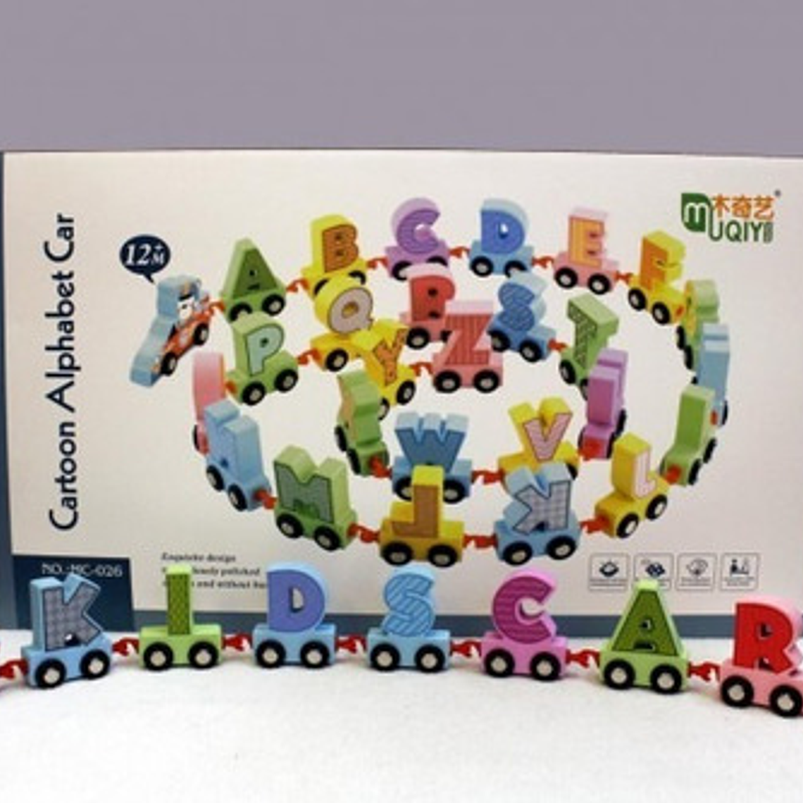 Tren Madera Didáctico Abecedario Encaje Niños Auto Locomotor 2