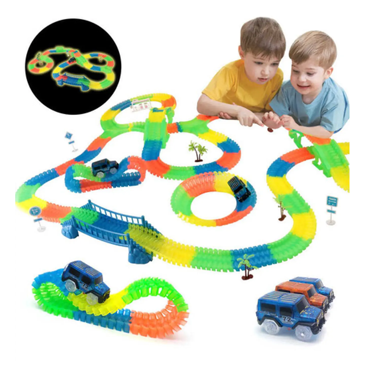 Autopista Flexible Luminosa 128 Piezas Juguete Niños  7