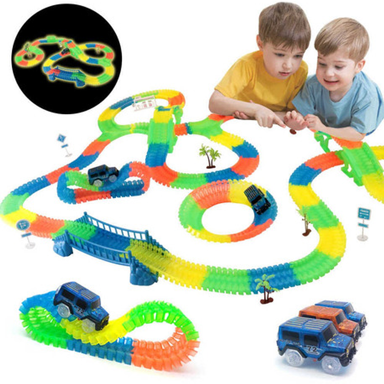 Autopista Flexible Luminosa 128 Piezas Juguete Niños  7