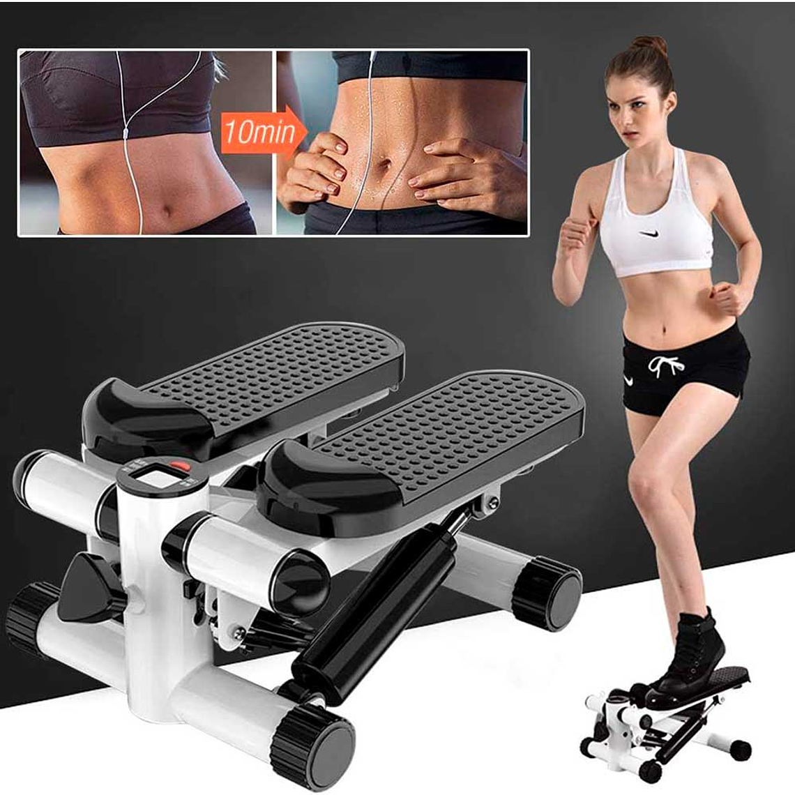 Escaladora Mini Stepper Bandas Resistencia Ejercicio Fitness 3