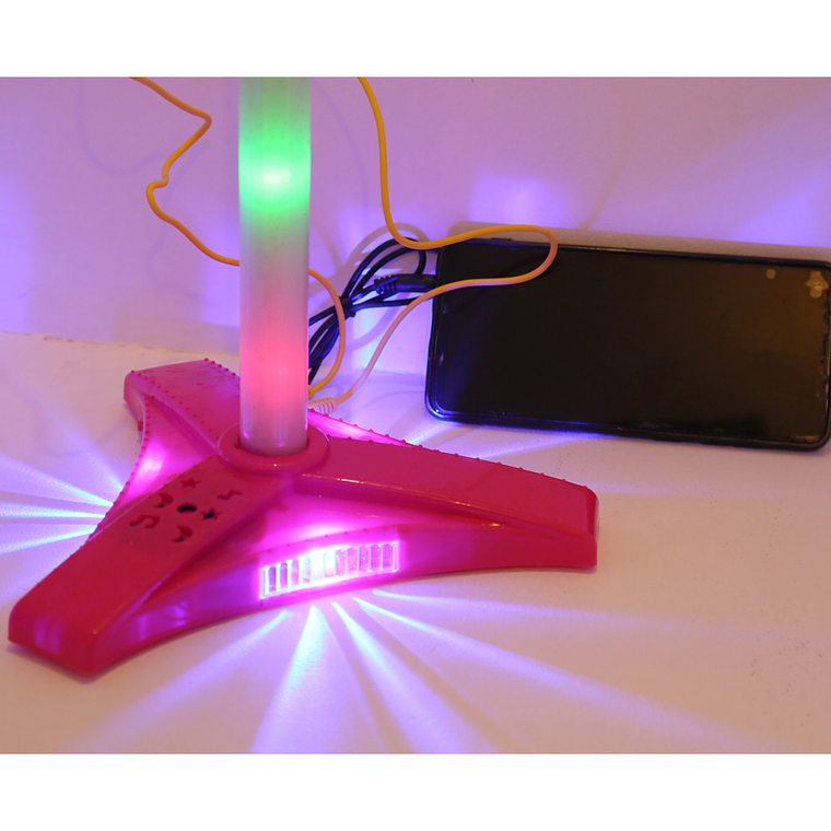 Micrófono Doble Karaoke con luces Pedestal Niños Mp3. 5