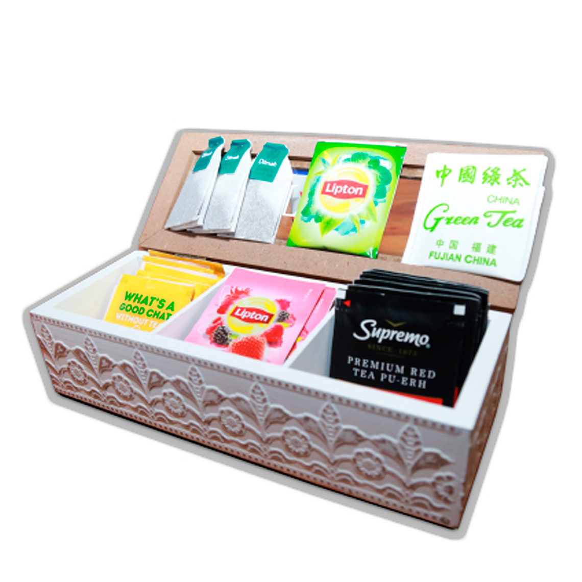Caja Madera Para Te E Infusiones Organizador Bolsitas Te 1