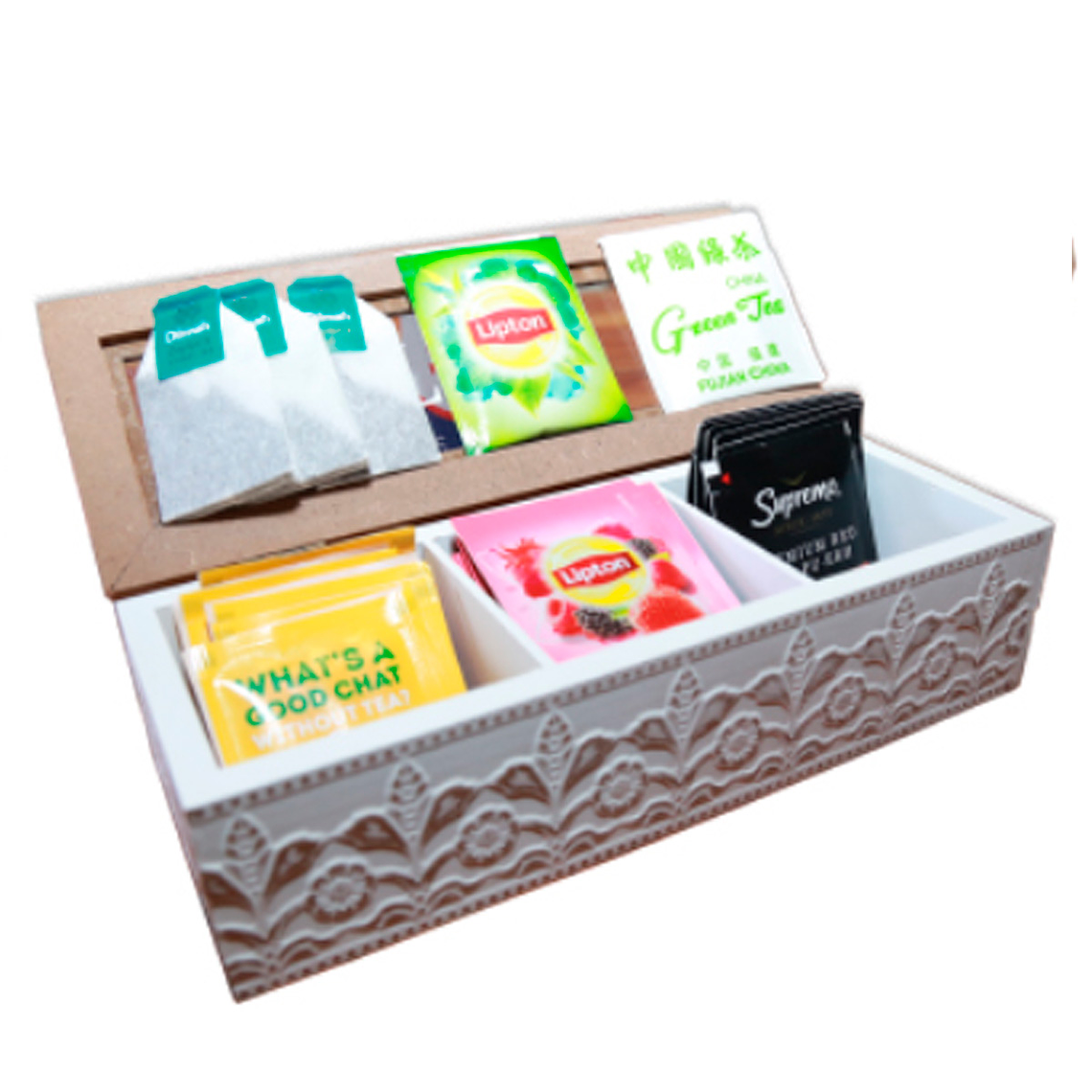 Caja Madera Para Te E Infusiones Organizador Bolsitas Te 3