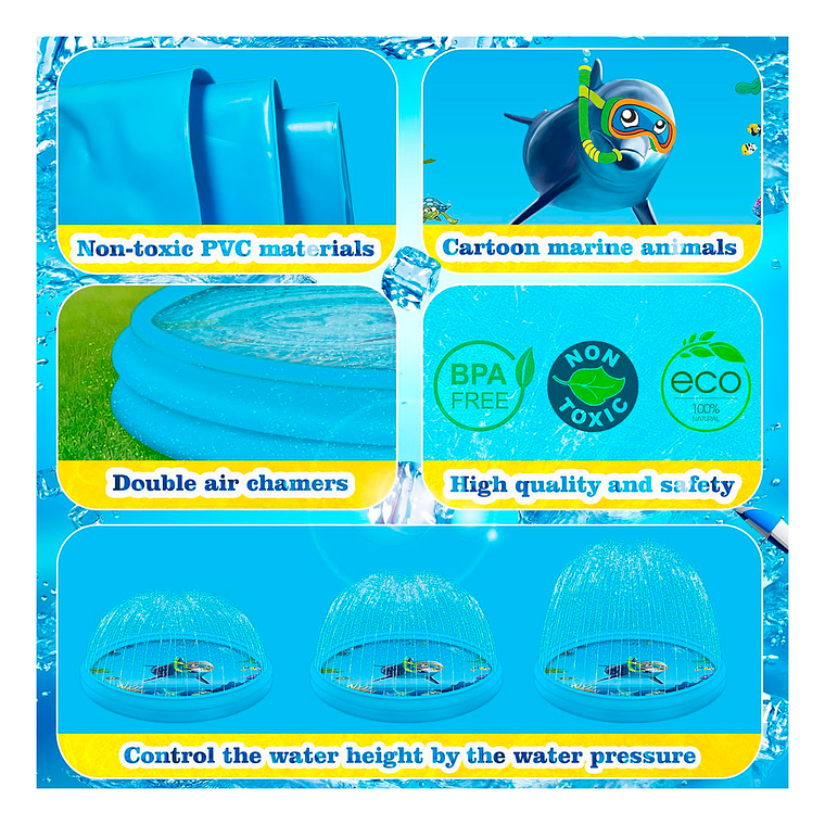 Piscina inflable lanza agua aspersor 5