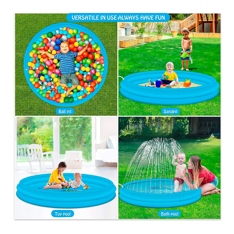 Piscina inflable lanza agua aspersor 6