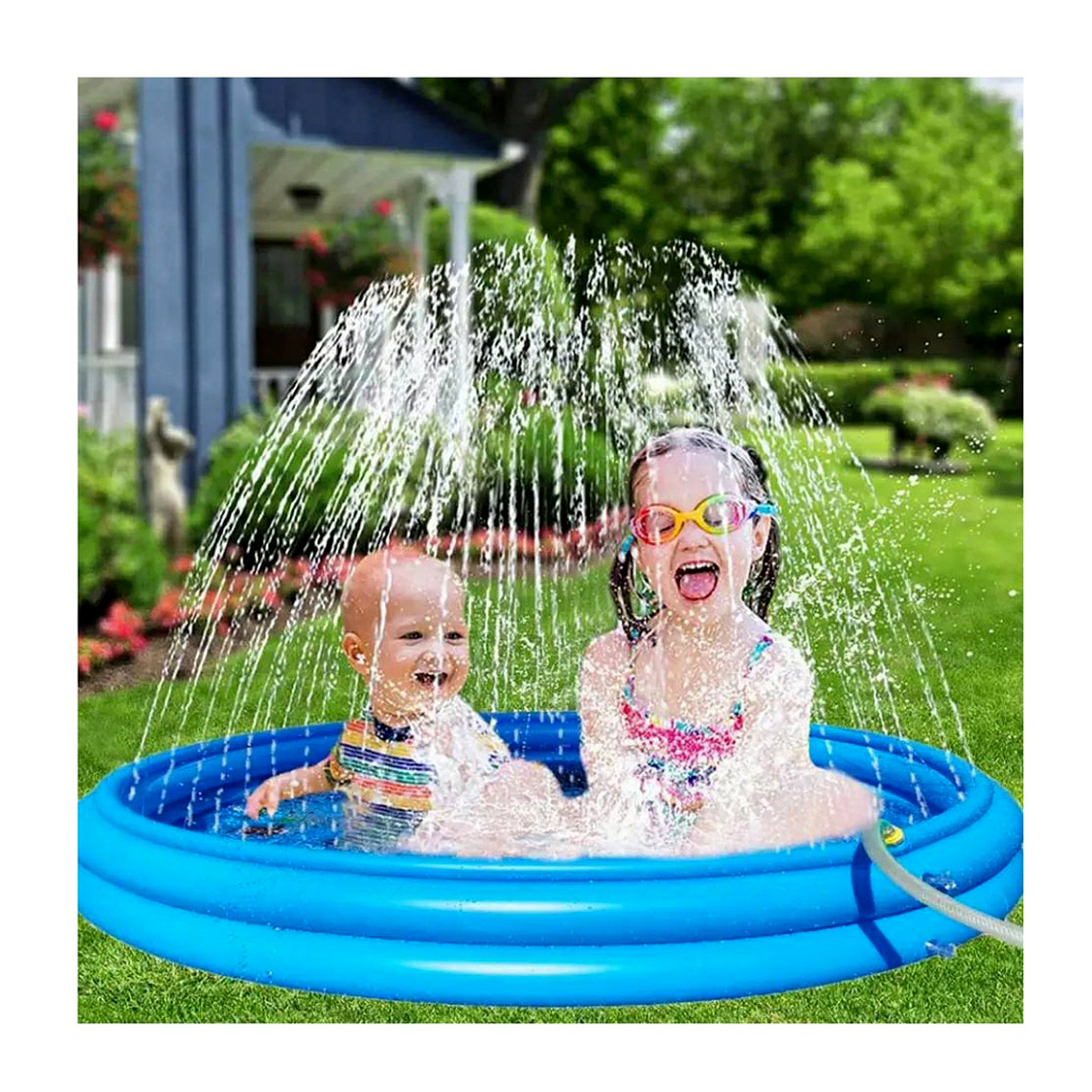 Piscina inflable lanza agua aspersor 8