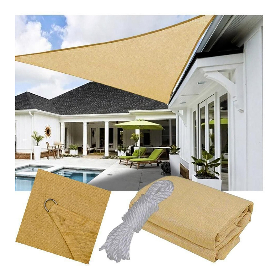 TOLDO VELA 3 X 3 X 3 MT. QUITASOL UV. 5