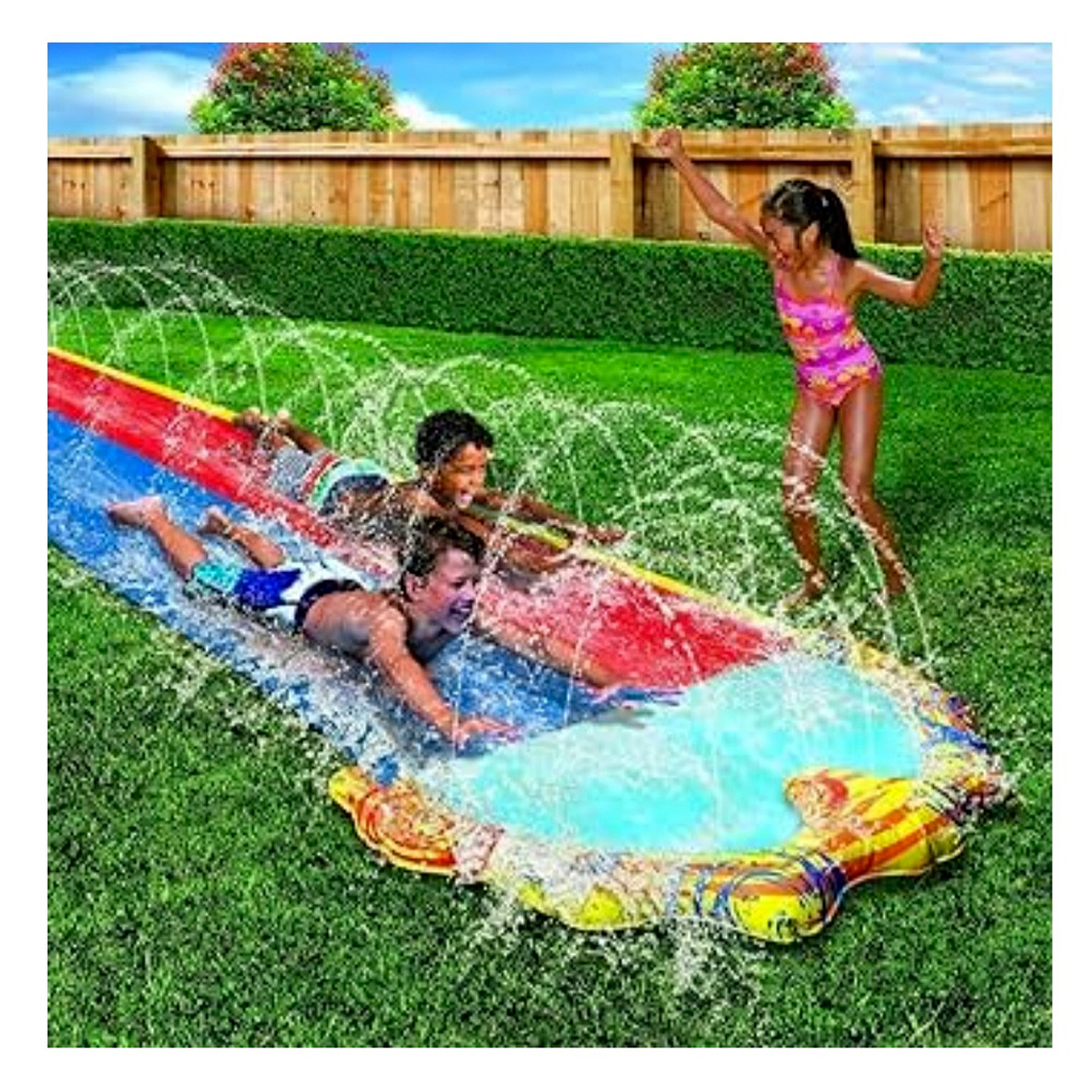 Deslizador De Agua Tobogán Alfombra Aspersor Niños Verano 3