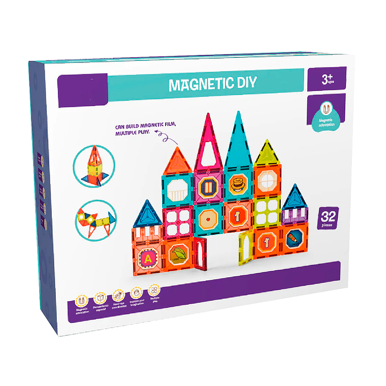 Juego Bloques 32 piezas, Construcción 3d lego Magnéticos Armables Múltiples 5
