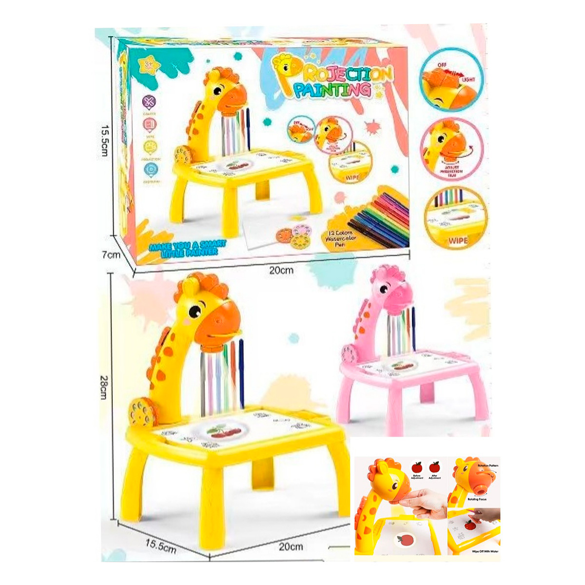 Descripción Mesa para dibujo con proyector LED para niños, 11