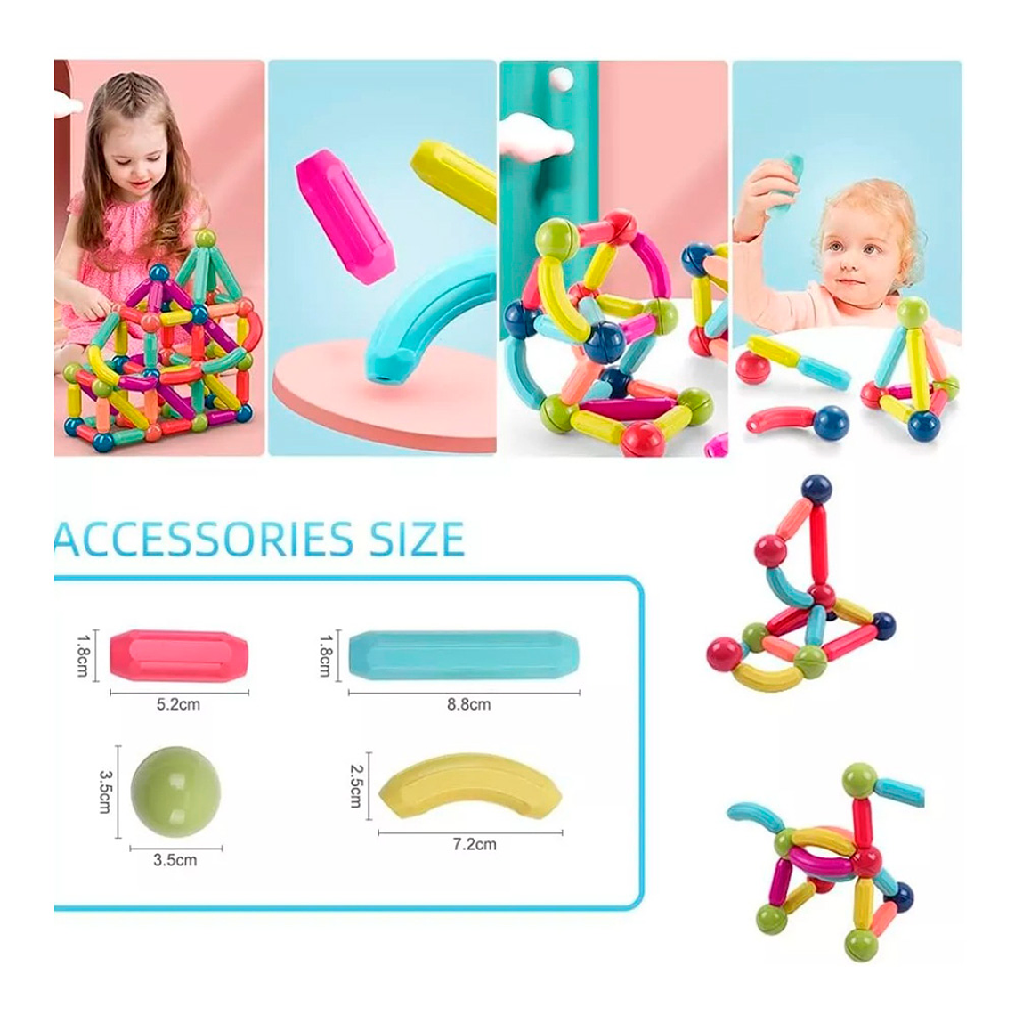 Bloques Magnéticos Construcción Didáctico Magnétic Stick 4