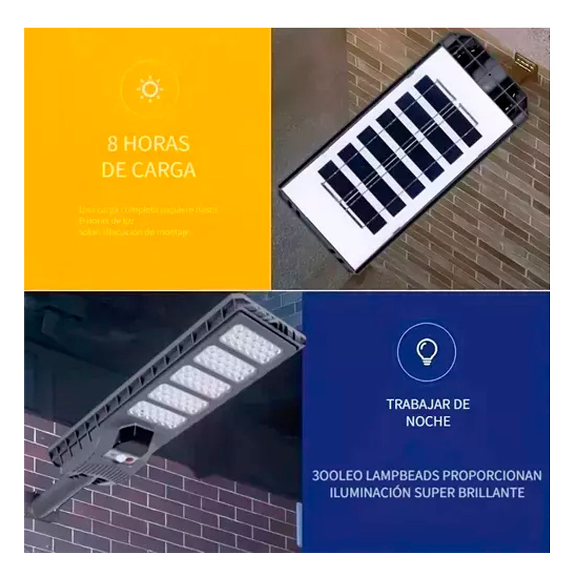 Foco Led Luminaria Solar Sensor de Movimiento Control 500W IP65 4